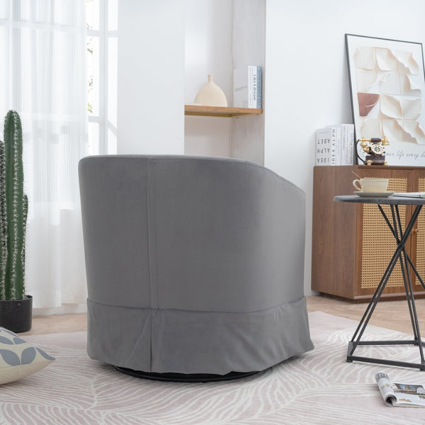 English Elm 27.36" Velvet Swivel Accent Chair with 360 Degree Base for Living Room or Bedroom Gray W680105116