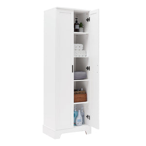 English Elm Storage Cabinet Modern Two-Door MDF Organizer with Adjustable Shelf, Anti-Tip Hardware, Durable Design White N725P331419K