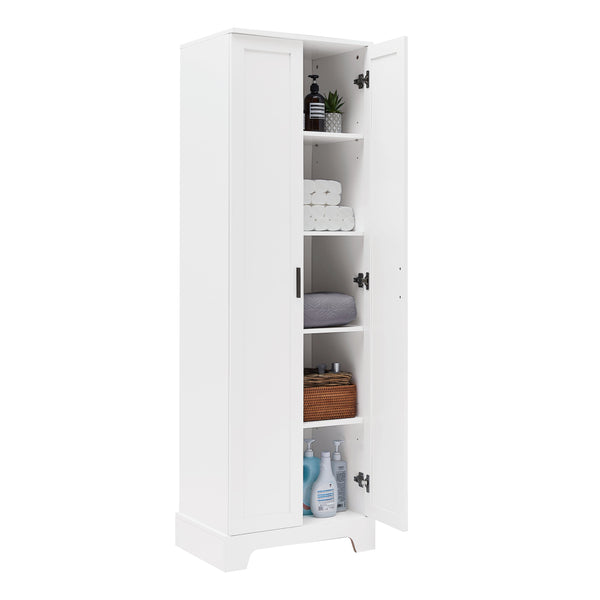 English Elm Storage Cabinet Modern Two-Door MDF Organizer with Adjustable Shelf, Anti-Tip Hardware, Durable Design White N725P331419K