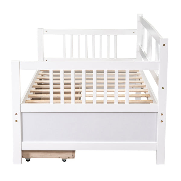English Elm Twin Pine Wood Daybed with Storage Drawers for Guest or Kids Room Decor WF295029AAK