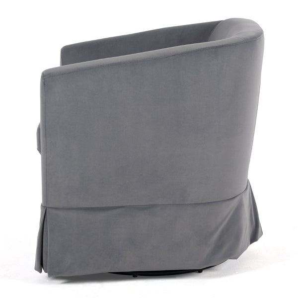 English Elm 27.36" Velvet Swivel Accent Chair with 360 Degree Base for Living Room or Bedroom Gray W680105116