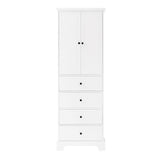 English Elm Storage Cabinet With 2 Doors and 4 Drawers For Bathroom, Office, Adjustable Shelf, Mdf Board With Painted Finish, White