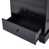 English Elm Storage Cabinet With 2 Doors and 4 Drawers For Bathroom, Office, Adjustable Shelf, Mdf Board With Painted Finish, Black