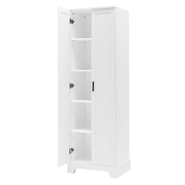 English Elm Storage Cabinet Modern Two-Door MDF Organizer with Adjustable Shelf, Anti-Tip Hardware, Durable Design White N725P331419K
