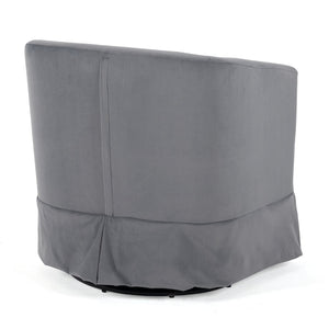 English Elm 27.36" Velvet Swivel Accent Chair with 360 Degree Base for Living Room or Bedroom Gray W680105116