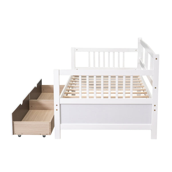 English Elm Twin Pine Wood Daybed with Storage Drawers for Guest or Kids Room Decor WF295029AAK