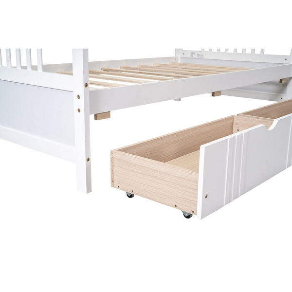 English Elm Twin Pine Wood Daybed with Storage Drawers for Guest or Kids Room Decor WF295029AAK
