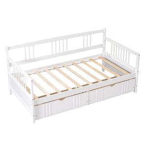 English Elm Twin Pine Wood Daybed with Storage Drawers for Guest or Kids Room Decor WF295029AAK