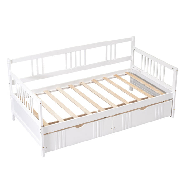 English Elm Twin Pine Wood Daybed with Storage Drawers for Guest or Kids Room Decor WF295029AAK