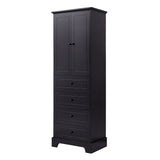 English Elm Storage Cabinet With 2 Doors and 4 Drawers For Bathroom, Office, Adjustable Shelf, Mdf Board With Painted Finish, Black