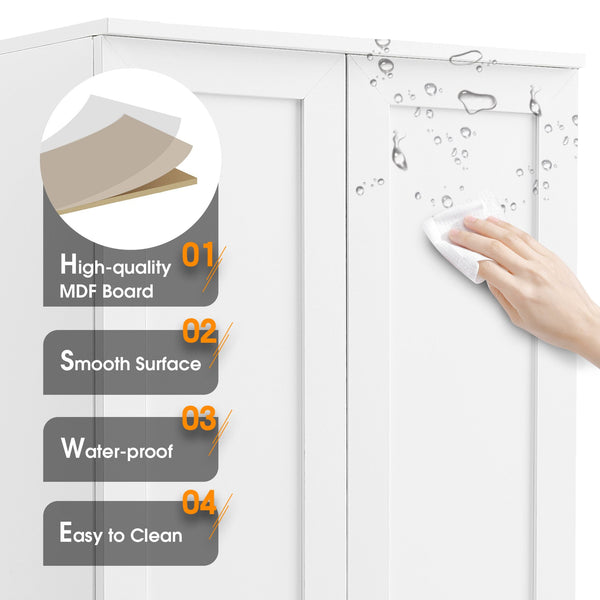 English Elm Storage Cabinet Modern Two-Door MDF Organizer with Adjustable Shelf, Anti-Tip Hardware, Durable Design White N725P331419K