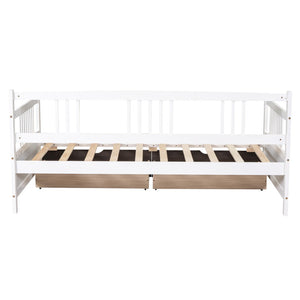 English Elm Twin Pine Wood Daybed with Storage Drawers for Guest or Kids Room Decor WF295029AAK