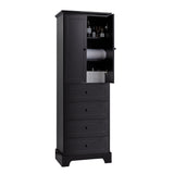 English Elm Storage Cabinet With 2 Doors and 4 Drawers For Bathroom, Office, Adjustable Shelf, Mdf Board With Painted Finish, Black