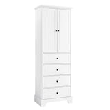 English Elm Storage Cabinet With 2 Doors and 4 Drawers For Bathroom, Office, Adjustable Shelf, Mdf Board With Painted Finish, White