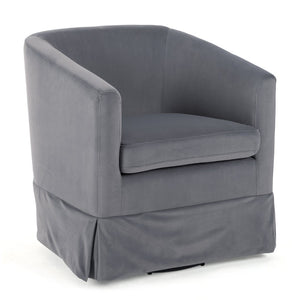English Elm 27.36" Velvet Swivel Accent Chair with 360 Degree Base for Living Room or Bedroom Gray W680105116