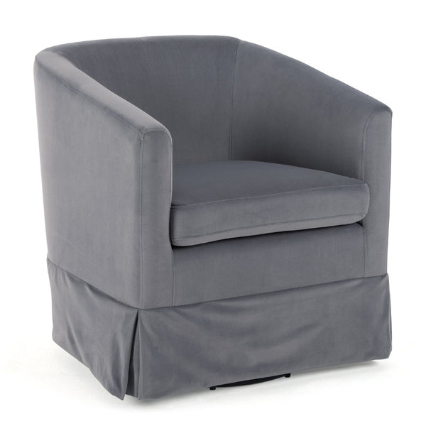 English Elm 27.36" Velvet Swivel Accent Chair with 360 Degree Base for Living Room or Bedroom Gray W680105116