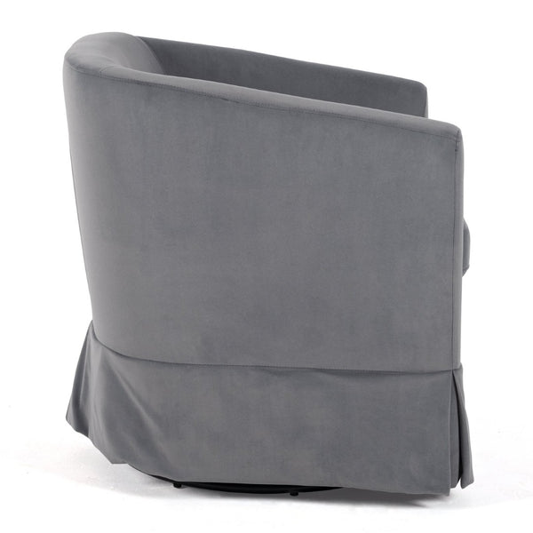 English Elm 27.36" Velvet Swivel Accent Chair with 360 Degree Base for Living Room or Bedroom Gray W680105116