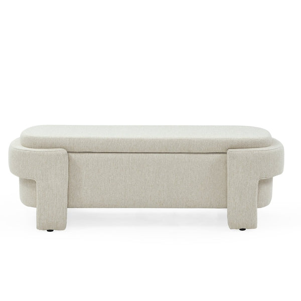 English Elm Chenille Upholstered Storage Bench Lift Top Hidden Compartment Entryway Bedroom Seat Beige W48790040