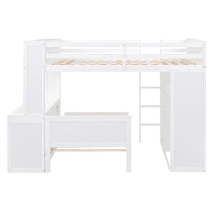 English Elm Full Twin Loft Bed with Desk Wardrobe and Shelving Kids Bedroom Espresso Wood LT000821AAK