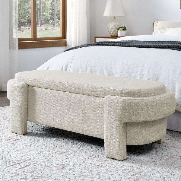 English Elm Chenille Upholstered Storage Bench Lift Top Hidden Compartment Entryway Bedroom Seat Beige W48790040
