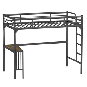 English Elm Twin Steel Loft Bed with Integrated Study Desk Ladder and Guardrails for Kids Rooms W1676105932