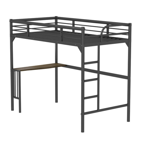 English Elm Twin Steel Loft Bed with Integrated Study Desk Ladder and Guardrails for Kids Rooms W1676105932