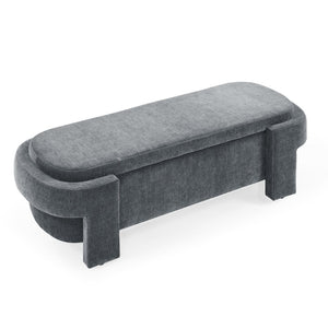 English Elm Chenille Upholstered Storage Bench Lift Top Hidden Compartment Entryway Bedroom Seat Grey W48790041