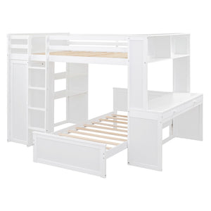 English Elm Full Twin Loft Bed with Desk Wardrobe and Shelving Kids Bedroom Espresso Wood LT000821AAK