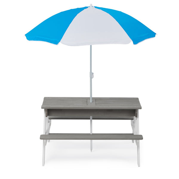 English Elm 3-in-1 Kids Cedar Outdoor Picnic Sand Water Table with Shading Umbrella W1390104709