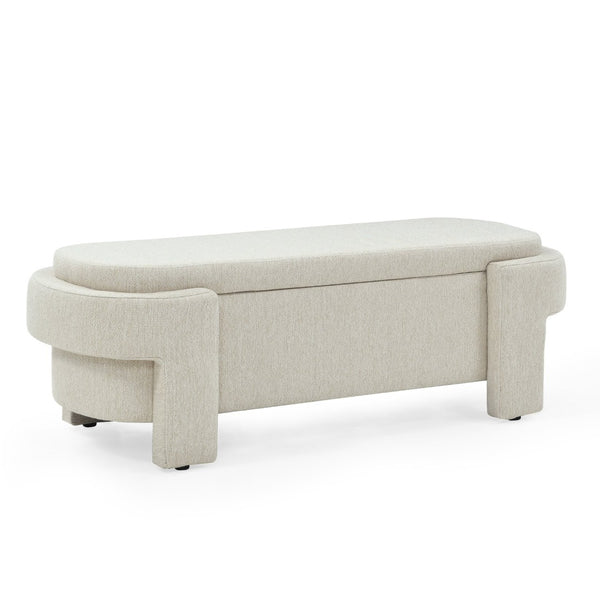 English Elm Chenille Upholstered Storage Bench Lift Top Hidden Compartment Entryway Bedroom Seat Beige W48790040