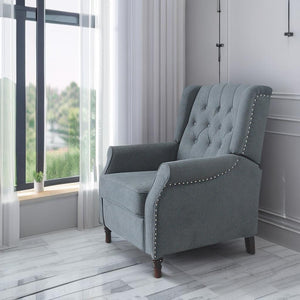 English Elm Redde Dark Gray Waterproof Recliner Sofa Chair — High Back Manual Cinema Seat with Smooth Push-Back Mechanism and Ergonomic Cushions W118348061