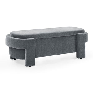 English Elm Chenille Upholstered Storage Bench Lift Top Hidden Compartment Entryway Bedroom Seat Grey W48790041