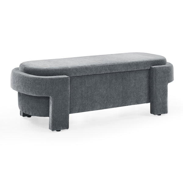 English Elm Chenille Upholstered Storage Bench Lift Top Hidden Compartment Entryway Bedroom Seat Grey W48790041