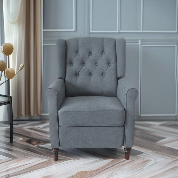 English Elm Redde Dark Gray Waterproof Recliner Sofa Chair — High Back Manual Cinema Seat with Smooth Push-Back Mechanism and Ergonomic Cushions W118348061