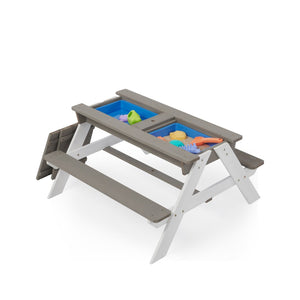 English Elm 3-in-1 Kids Cedar Outdoor Picnic Sand Water Table with Shading Umbrella W1390104709