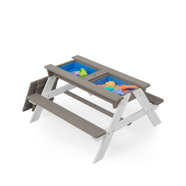 English Elm 3-in-1 Kids Cedar Outdoor Picnic Sand Water Table with Shading Umbrella W1390104709