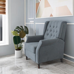 English Elm Redde Dark Gray Waterproof Recliner Sofa Chair — High Back Manual Cinema Seat with Smooth Push-Back Mechanism and Ergonomic Cushions W118348061