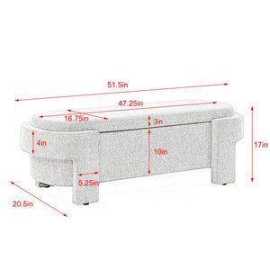 English Elm Chenille Upholstered Storage Bench Lift Top Hidden Compartment Entryway Bedroom Seat Beige W48790040