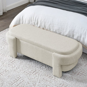 English Elm Chenille Upholstered Storage Bench Lift Top Hidden Compartment Entryway Bedroom Seat Beige W48790040
