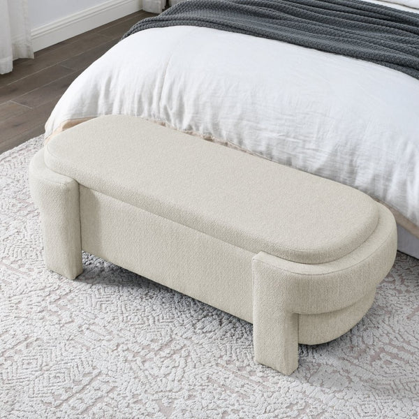 English Elm Chenille Upholstered Storage Bench Lift Top Hidden Compartment Entryway Bedroom Seat Beige W48790040