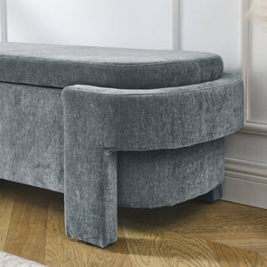 English Elm Chenille Upholstered Storage Bench Lift Top Hidden Compartment Entryway Bedroom Seat Grey W48790041