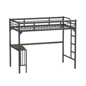 English Elm Twin Steel Loft Bed with Integrated Study Desk Ladder and Guardrails for Kids Rooms W1676105932