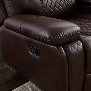 English Elm SECTIONAL 100"x100" Brown 5-Piece Right-Hand Manual Reclining Corner Sofa PU Upholstery, 5-Seater Comfort W223S00524