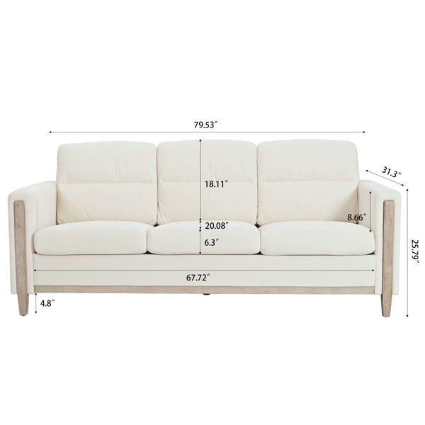 English Elm Comfortable Velvet Three Seater Sofa with Pine Frame Pocket Springs for Living Room W680106024