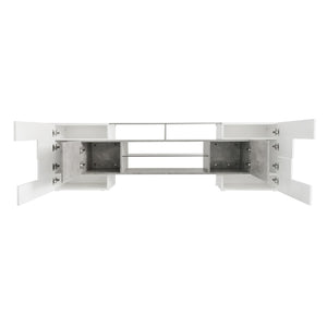 English Elm On-trend Gloss Grey Entertainment Center Led Glass Shelves Modern Living Room Storage SD000016AAE
