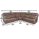 English Elm Steve Silver - 5-Piece Modular Reclining Sofa Sectional - Power Headrest, Power Footrest - Ultimate Relaxation And Customizable Configuration - Button Tufted Design With Usb Charging Ports