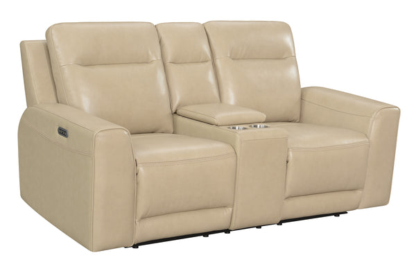 English Elm Steve Silver - Transitional Leather Power Reclining Group with USB, Dual Power Footrests, Cupholders & Articulating Headrests Sand B081109519