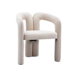 English Elm Contemporary Velvet Upholstered Dining Chair with Steel Frame, Rounded Back Comfort for Home Beige W395103720