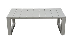 English Elm Steve Silver - Outdoor Contemporary Cocktail Table Tan - Geometric Beveled Ends, 49.25" x 26.4" Rust‑Resistant Aluminum B081110050