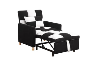 English Elm Convertible Convertible Sleeper Sofa Chair Bed with 3-Position Backrest, Teddy Fabric, Sturdy 330lb Frame Black White W1420110191